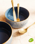Beldi Salad Bowl // Stone Blue & Gold // Medium