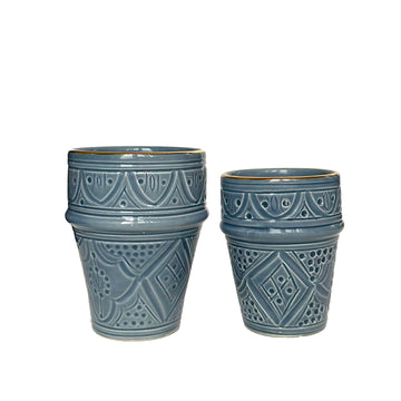 Beldi Engraved Cup // Stone Blue & Gold // Large - M A H R I M A H R I