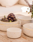 White & Gold Salad Bowl // Large - M A H R I M A H R I