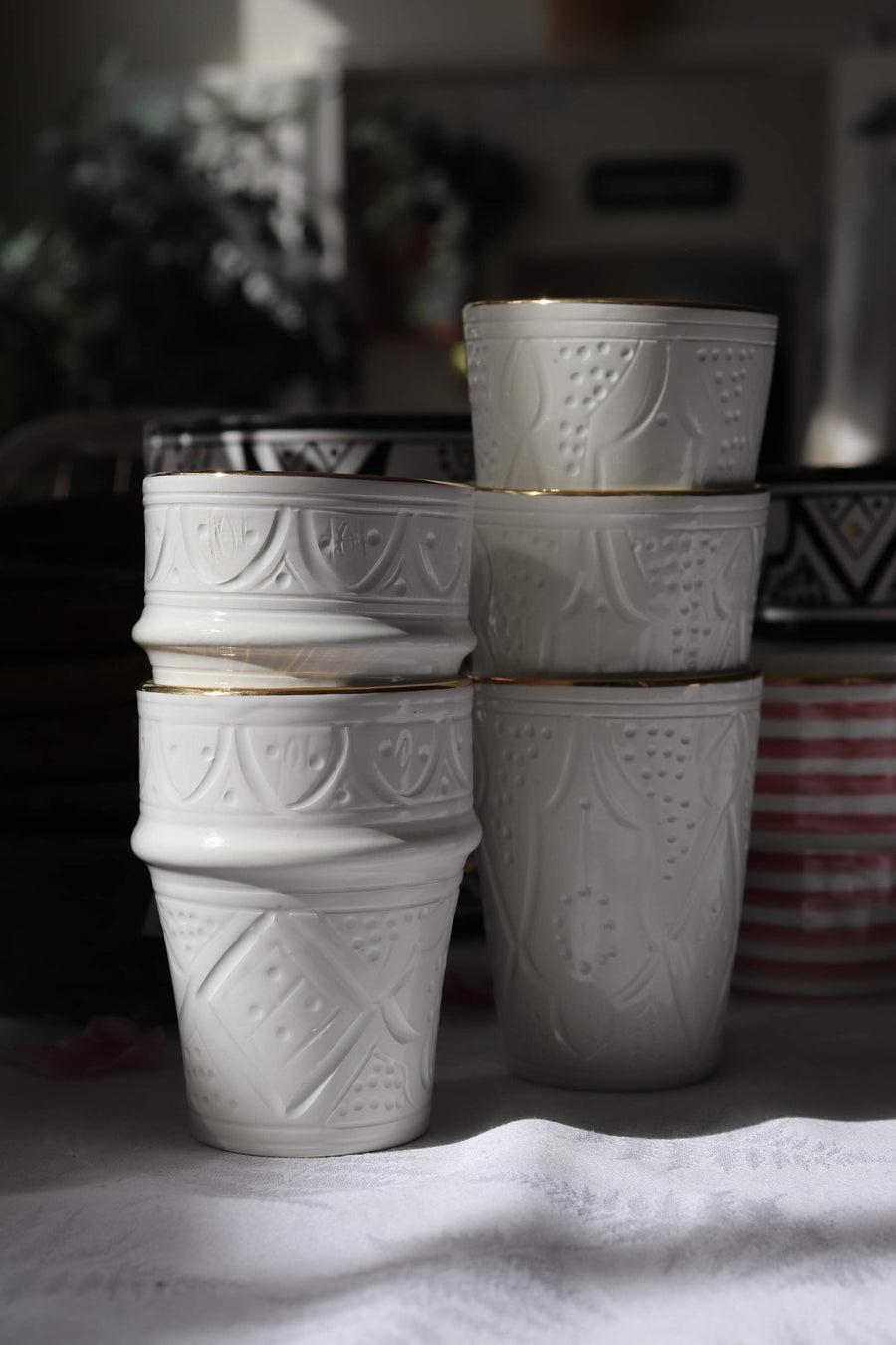 Beldi Engraved Cup // White & Gold // Large - M A H R I M A H R I