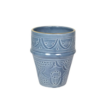 2 x Beldi Engraved Cup // Stone Blue & Gold // Medium - M A H R I M A H R I