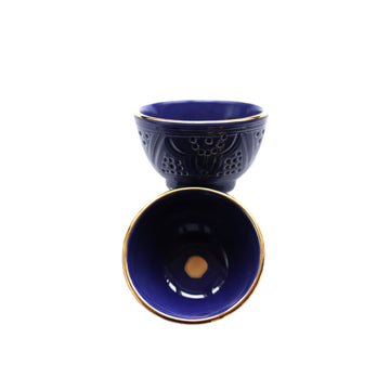 2x Ceramic Blue & Gold Bowl // Mini - M A H R I M A H R I