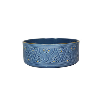 Beldi Salad Bowl // Stone Blue & Gold // Large