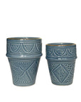 Beldi Engraved Cup // Stone Blue & Gold // Large - M A H R I M A H R I