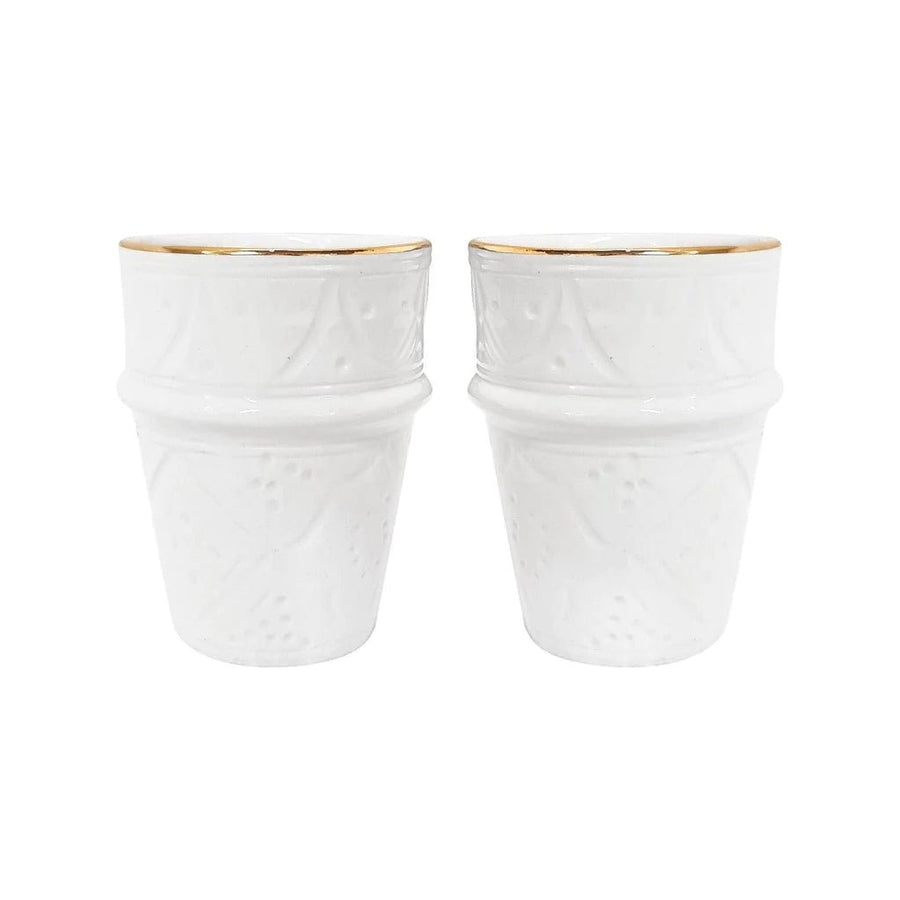 Beldi Engraved Cup // White & Gold // Large - M A H R I M A H R I