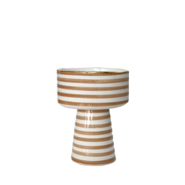 Footed Bowl Striped, Nude & Gold // Medium - M A H R I M A H R I