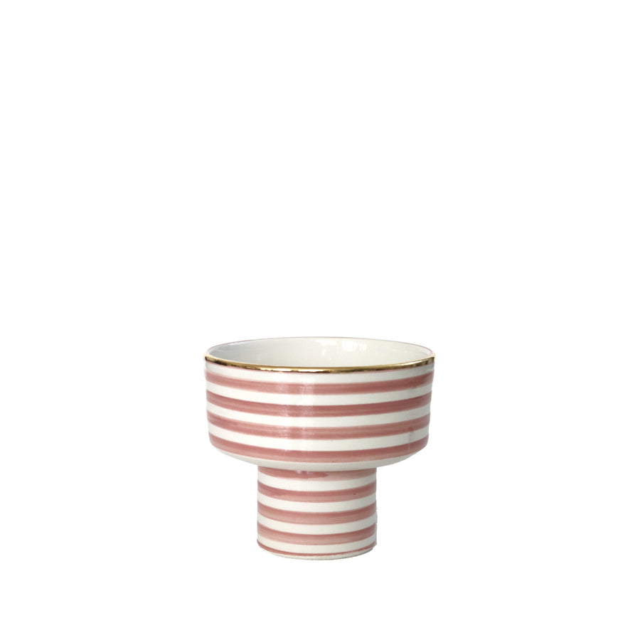Footed Bowl Striped, Pink & Gold // Small - M A H R I M A H R I