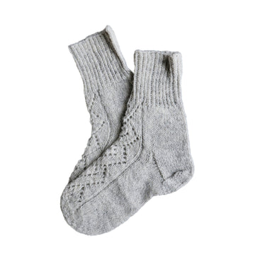 Hand Knitted Wool Socks - Grey - M A H R I M A H R I