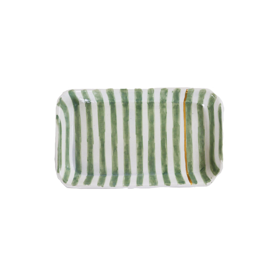 Striped ceramic tray // Green - M A H R I M A H R I