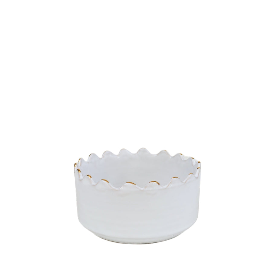 Tazza Stoneware Bowl // White & Gold // Medium - M A H R I M A H R I