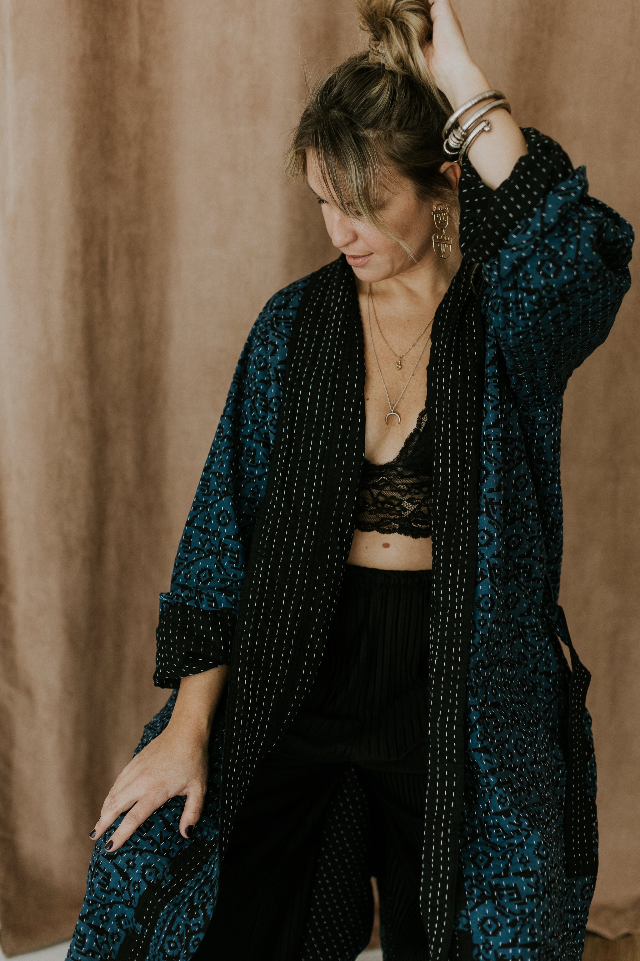 Kantha Robe Unisex Kantha Robe // Indigo – M A H R I M A H R I